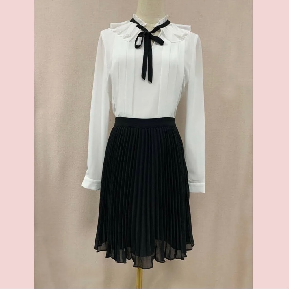NWT ZAZU Pleated mini dress with tie detail